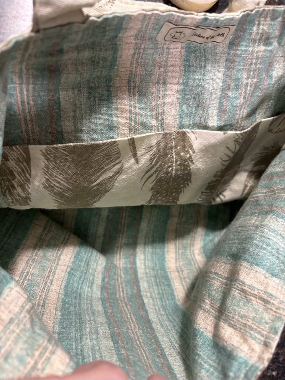 🚨 Handmade Neutral Feather-Print Canvas Tote Bag 🚨 LAST CHANCE - Picture 4 of 7